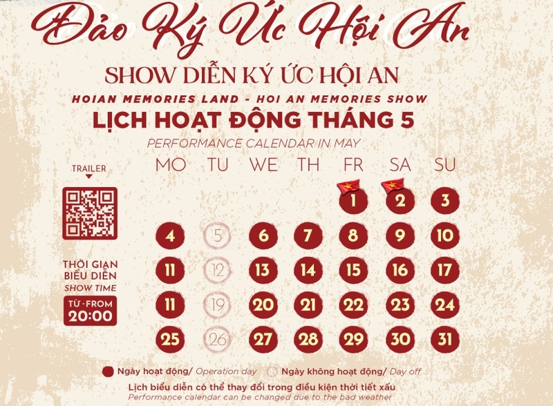 Lịch diễn th&aacute;ng 05/2026