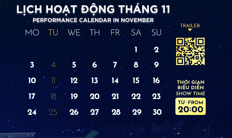 lịch diễn ký ức hội an tháng 11/2025